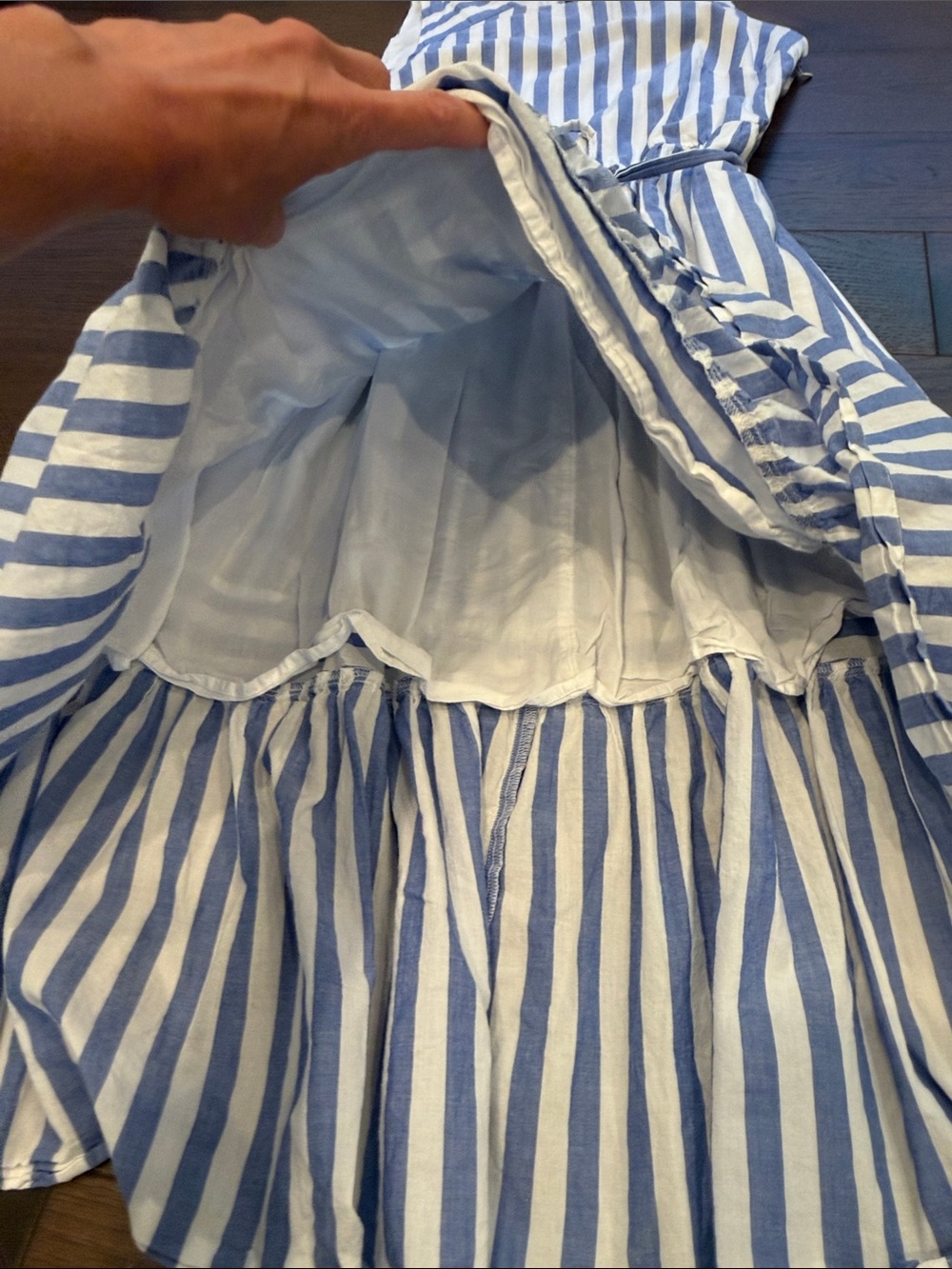 J. Crew Blue and White Striped Sleeveless Dress with Tie Waist Size 4 - C2-037 - Picture 5 of 8